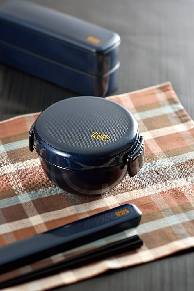 Amazon｜宮本産業 弁当箱 ワイドランチ ボーダー メタネイビー